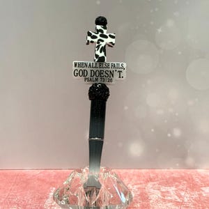 Christian Silicone Beaded  Pens | Silicone Cross Focal Pens | Christian Pens | Cross Pens | Jesus Pens |  When all Else Fails God Doesn&#39;t
