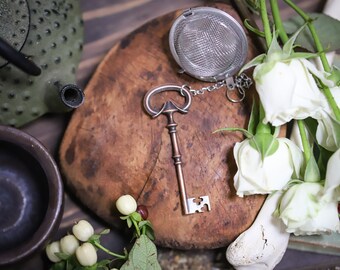 Copper Skeleton Key Tea Ball, tea diffuser, loose leaf tea reusable tea ball, witchy tea ball, mystic herbal apothecary