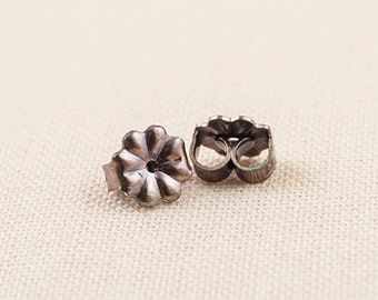 Incidentals: Small Earring Backs, 1 pair oxidized sterling silver ear nuts, black earring backs, earring findings, jewelry findings