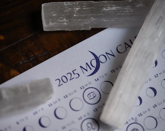 2026 Moon Calendar poster with astrology, Twilight Silver Blue