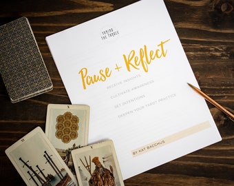 Pause and Reflect Monthly Review Tool for Tarot Practice, Tarot journal page, reflection tool