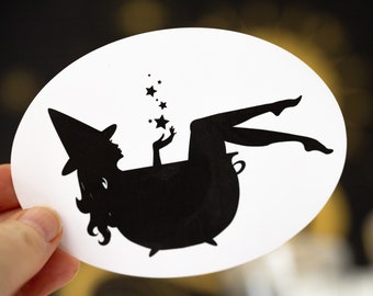 In the Cauldron oval sticker, Witch sticker, You Are Magic sticker, sexy witch sticker, halloween sticker