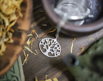 Tree Tea Ball, world tree, loose leaf tea diffuser, tea maker, tea brewing, charmed tea ball, tea gift, herbal witch pagan tool