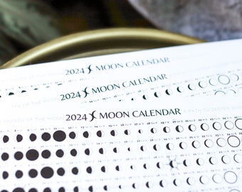 2024 Moon Calendar poster, Noir Moon Calendar, Moon Calendar with Astrology, Lunar Calendar, Moon Phase poster, detailed Lunar Phase 2024