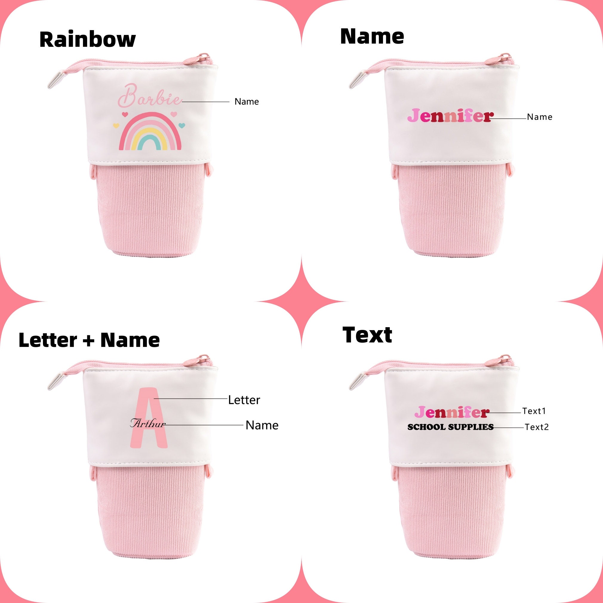 Personalized Pencil Case - Kids Pencil Case - Back to School Pencil Case - Personalized Rainbow Pencil Case - Kids Gift - Cute Pencil Case