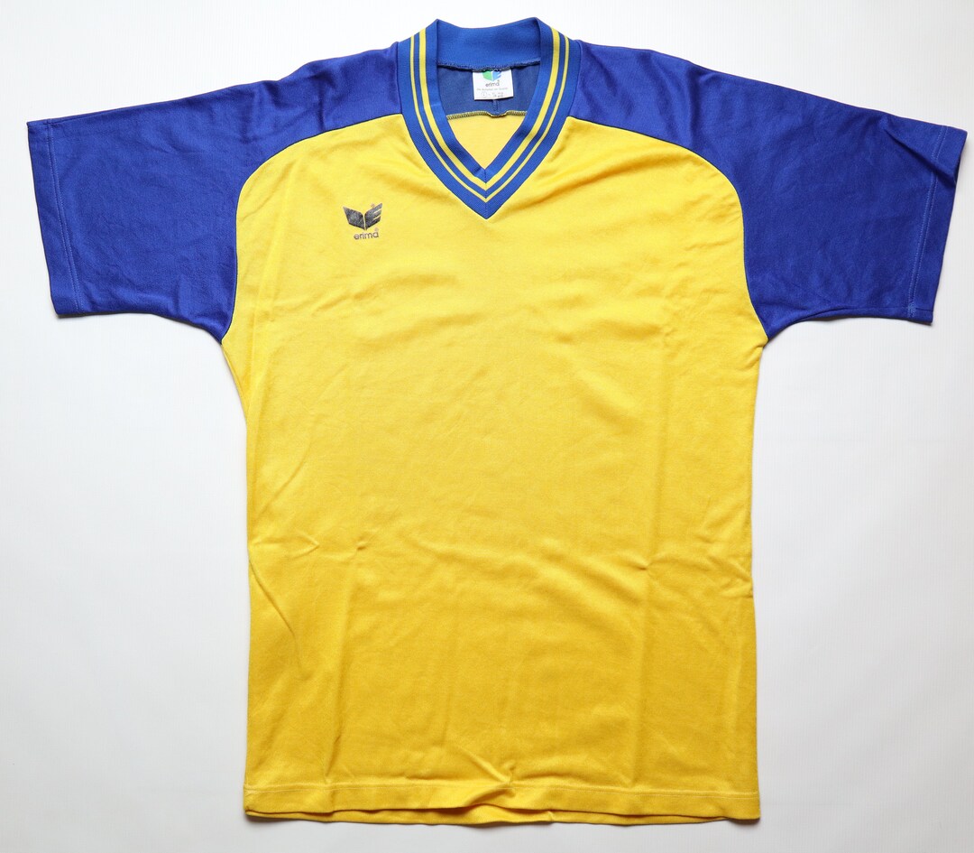 Maillot De Foot Vintage Erima Bleu - Taille L - Années 80 - État Correct