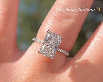 4 CT Radiant Cut Moissanite Engagement Ring Gift For Her, Promise Ring, Wedding Ring in Solid Gold Ring