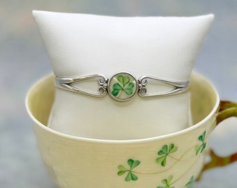 Vintage and Repurposed Belleek China, Dainty Sterling Silver Celtic Bracelet, Irish Jewelry, 20th Anniversary Gift for Wife