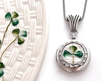 Irish Broken China Locket Necklace, Belleek China Celtic Necklace, 20th Anniversary Gift for Wife, Repurposed Jewelry, Irish Necklace