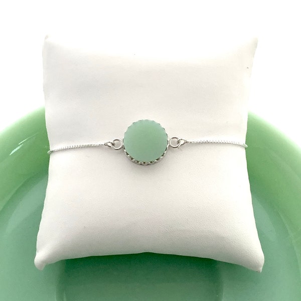 Fire King Jadeite Bracelet, Dainty Bolo Bracelet, Broken China Jewelry, Jadeite Junkies Jewelry, Jadeite Collectors Jewelry Gift