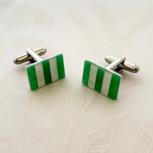 Vintage Green Onyx and Pearl Cufflinks, Wedding Accessories, Unique Jewelry Gifts for Him, Mother of Pearl Cuff Links, Gift for Husband