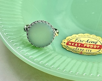 Jadeite Fire King Ring, Vintage Green Jadeite Plate, Jadeite Junkies, Depression Glass Jewelry Gifts for Women