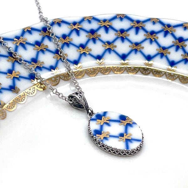 Joyería artesanal hecha a mano, porcelana Lomonosov, regalo de 18º aniversario para esposa, joyería de porcelana rota, regalos para mujeres