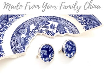 CUSTOM ORDER China Cufflinks Broken China Jewelry Cuff Links Made From Your China Memorial Jewelry Custom Jewelry