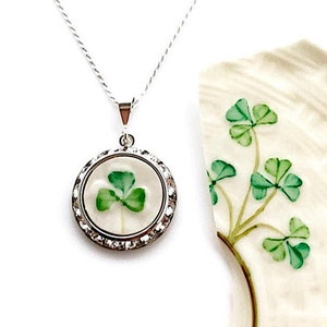 Irish Jewelry, St Patricks Day Crystal Necklace, Repurpsed Belleek Broken China Jewelry, Anniversary Gift for Wife