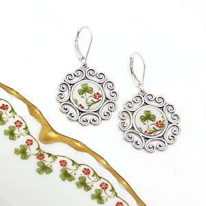 Sterling Silver Celtic Earrings, Broken China Jewelry, Unique Irish Jewelry, Limoges Vintage China Jewelry, Irish Gifts for Women