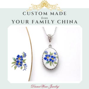 CUSTOM ORDER Custom Medium Oval Necklace, Broken China Jewelry, Custom Made Memorial Jewelry, In Memory of, Sister Necklace, Keepsake