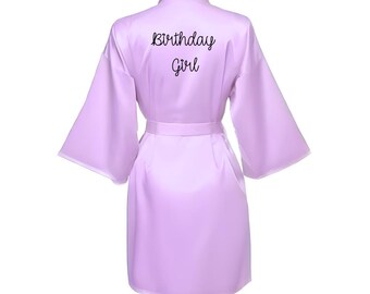 Birthday Party Robe - Birthday Girl - Birthday Party Gift - Satin Robe for Kids - Birthday Robe-Silk Robe-Personalized Satin Robe -Spa Party