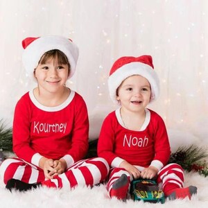 Embroidered Christmas Pajamas Embroidered Christmas Pj s Family Christmas Pj s Family Christmas Pajamas With Name Matching Pajamas Etsy Canada