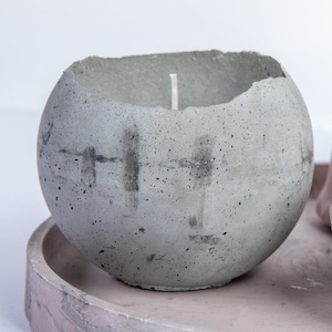 Small concrete Sphere concrete candle pot,round egg shape candle,Custom Scented Candle,Cement Egg shape Candle, Concrete Egg shape Candle