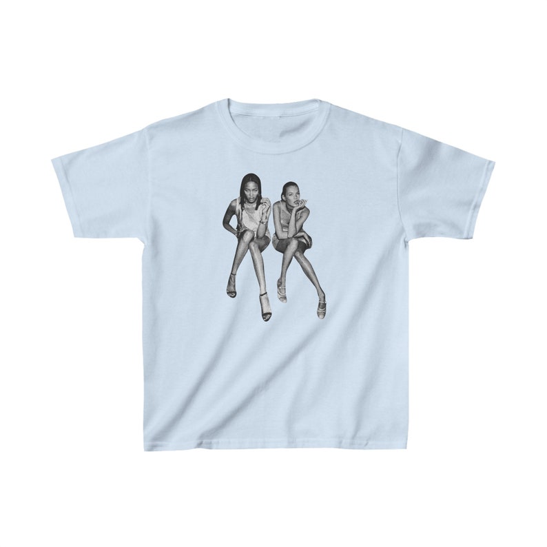 Kate Moss Shirt, Kate Moss & Naomi Campbell T Shirt, 90s Supermodel Baby Tee, Y2K Model Graphic Top image 5