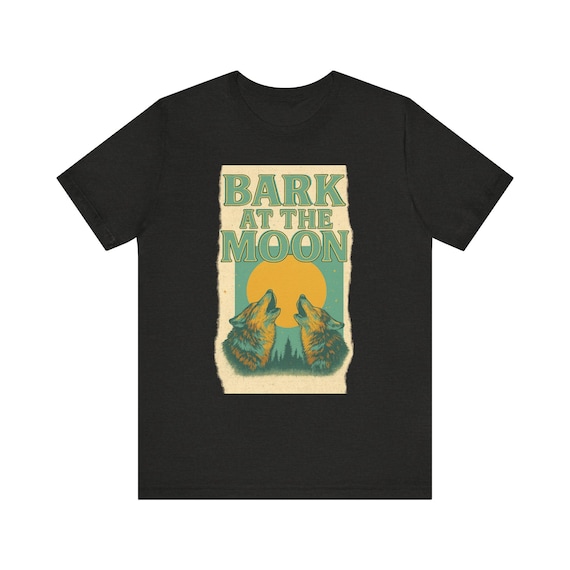 月を吠えるTシャツ - ヴィンテージのオジー・オズボーン風、狼の遠吠え 