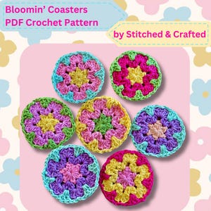 Crochet Coasters Pattern - Bloomin&#39; Coasters PDF - Easy, beginner friendly DIY Crochet Pattern for Coasters - Digital Download