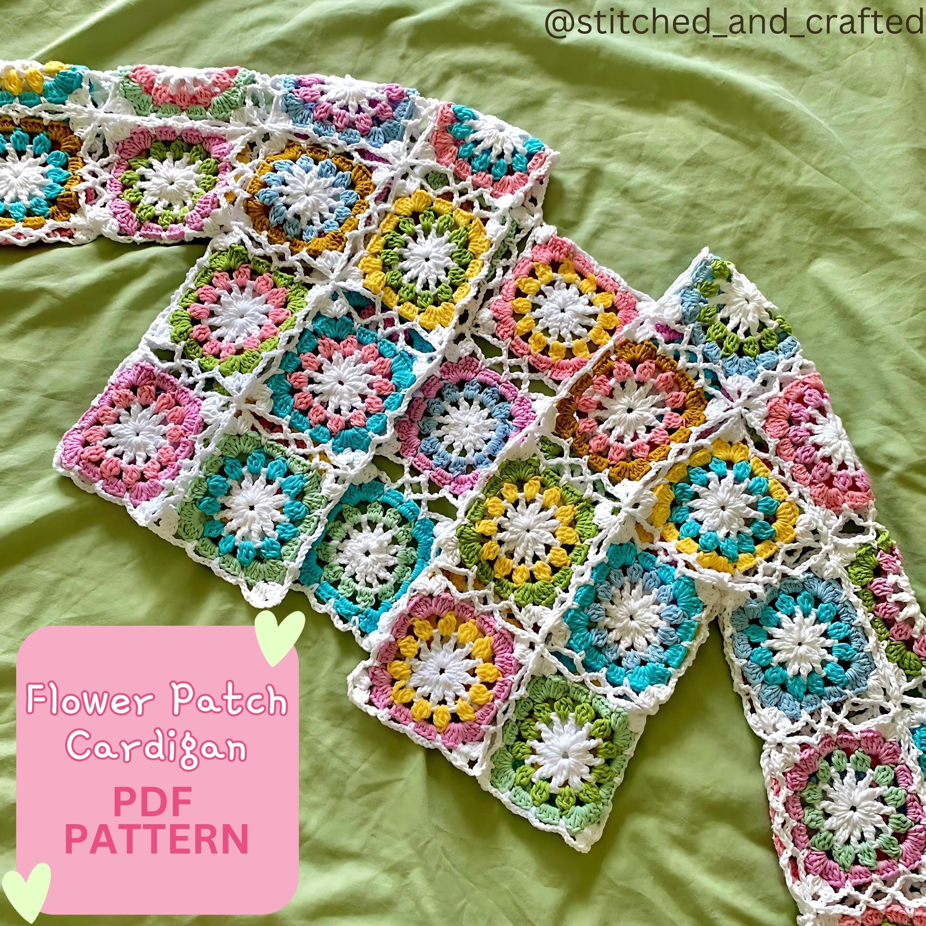 Flower Patch Cardigan Crochet Pattern - Colorful Granny Square Cardigan ...