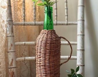 Vintage Wicker Demijohn Bottle – Farmhouse Boho Chic Glass Carboy