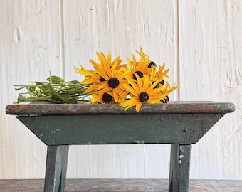 Antique Primitive Bootjack Cricket Work Stool 19th Century Wooden Folk Art Handmade Farmhouse Stool