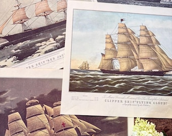 Currier Ives Clipper Ships Prints (1952 Book Plates) – Maritime Nautical Art