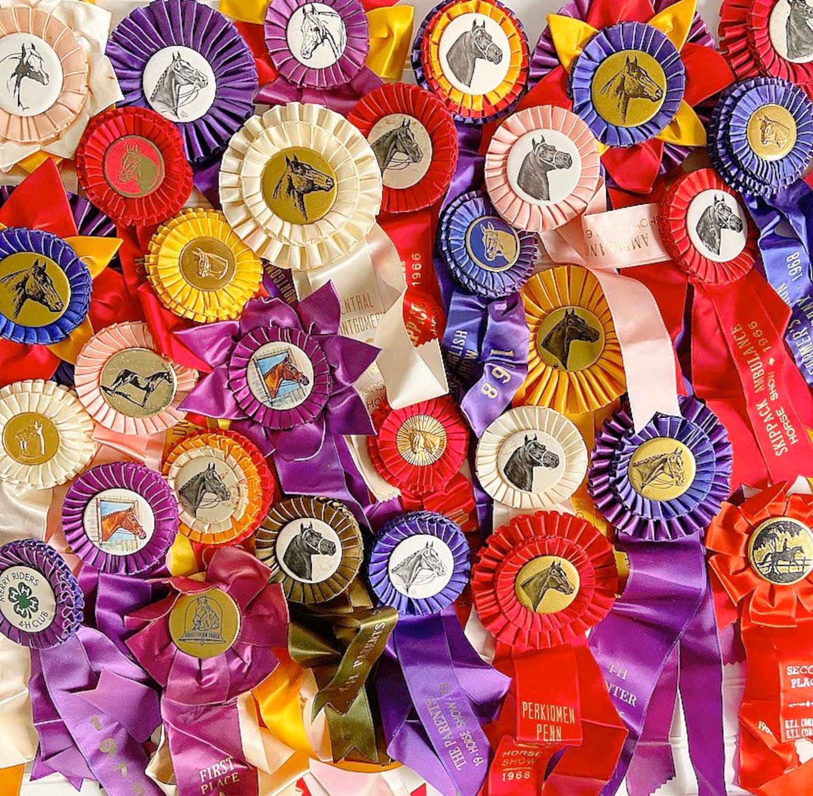 Vintage Horse Show Prize Ribbons Medallion Rosette Medal Etsy