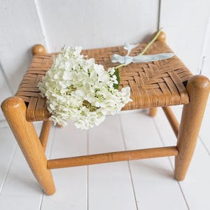 Antique Woven Splint Oak Stool: Rustic Farmhouse Decor, Handmade Vintage