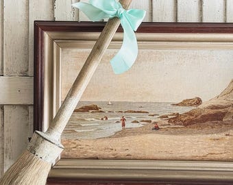 Antique 1860s Chromolithograph: Purgatory Point Beach Scene, Newport RI Victorian Sea Bathing Print