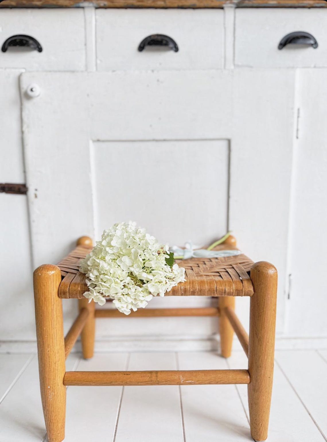 Antique Woven Splint Oak Stool: Rustic Farmhouse Decor, Handmade ...