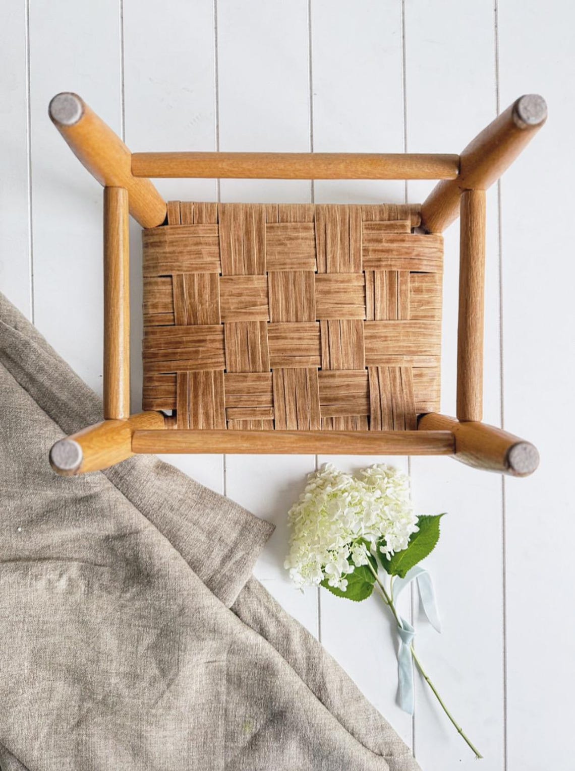 Antique Woven Splint Oak Stool: Rustic Farmhouse Decor, Handmade ...