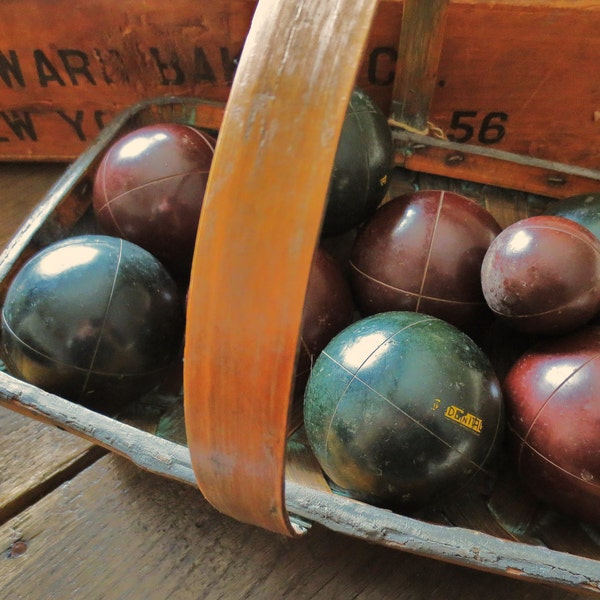 Game On...Vintage Bocce Balls and Jack Game Outdoor Game Bocce Ball Made in Italy Italian Bowling Art Deco Balls Instant Collection