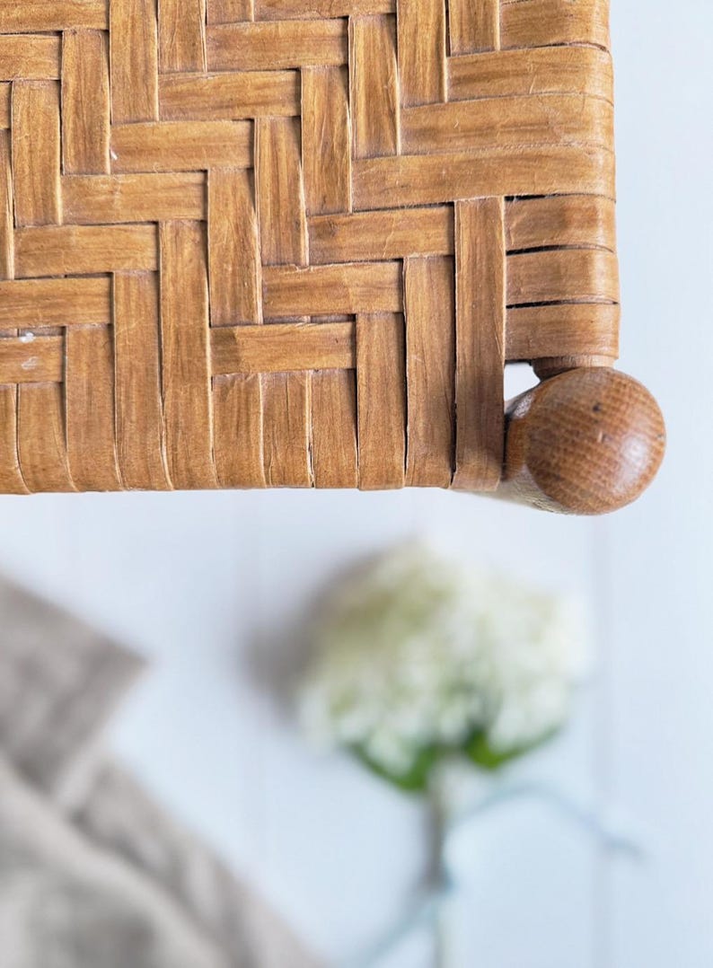 Antique Woven Splint Oak Stool: Rustic Farmhouse Decor, Handmade ...