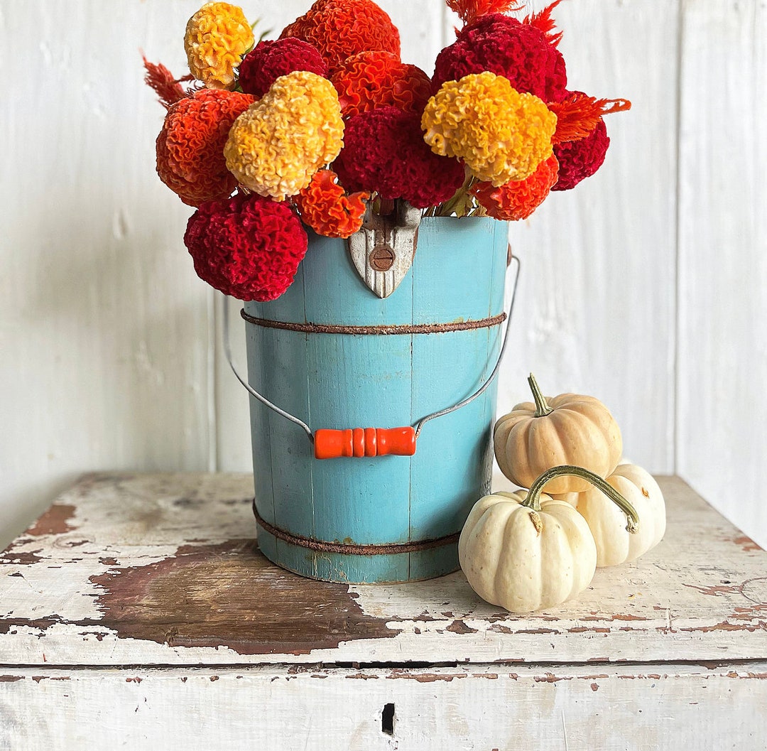 Vintage Wooden Ice Cream Bucket Wood Handle Primitive Antique Etsy
