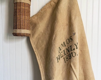 1890 Amos Heinly Grain Sack: Pennsylvania Dutch Homespun Linen Hemp Farmhouse Decor