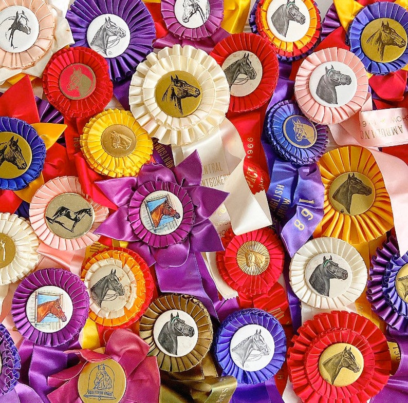 Vintage Horse Show Prize Ribbons Medallion Rosette Medal Etsy