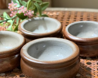 Set of Four Vintage Stoneware French Butter Pots