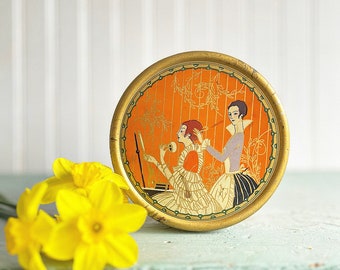 Antique Art Deco 1920’s Richard Hudnut Three Flowers Dusting Powder Tin Women’s Vanity  Advertising Tin Mother’s Day Gift New York Paris