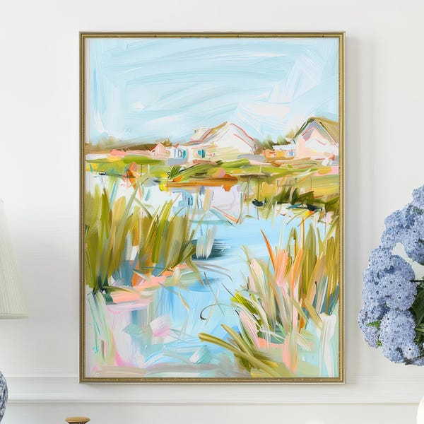Coastal Marsh Art Print, Vertical Landscape