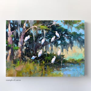 FINE ART PRINT, white egret painting, heron painting, lowcountry marsh, low country landscape, beach wall art, coastal decor, Charleston