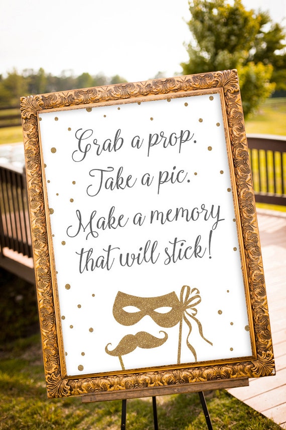 PRINTABLE Grab a Prop Sign Wedding Photo Booth Props Photo | Etsy