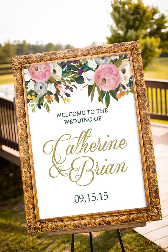 PRINTABLE Gold Wedding Decor Watercolor Wedding Sign Large Etsy