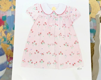 Custom Watercolor Print, watercolor nursery print, watercolor print of dress, Baby clothing art, Wall Art for kids   *DEPOSIT*