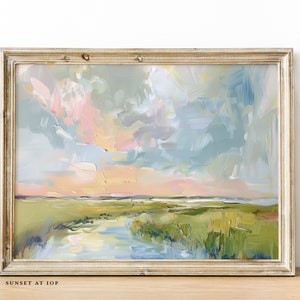 IMPRESIÓN DE BELLAS ARTES Pintura de Lowcountry Marsh, pintura de paisaje abstracto de cielo, puesta de sol, arte grandmillenial, Charleston, pintura al óleo de paisaje