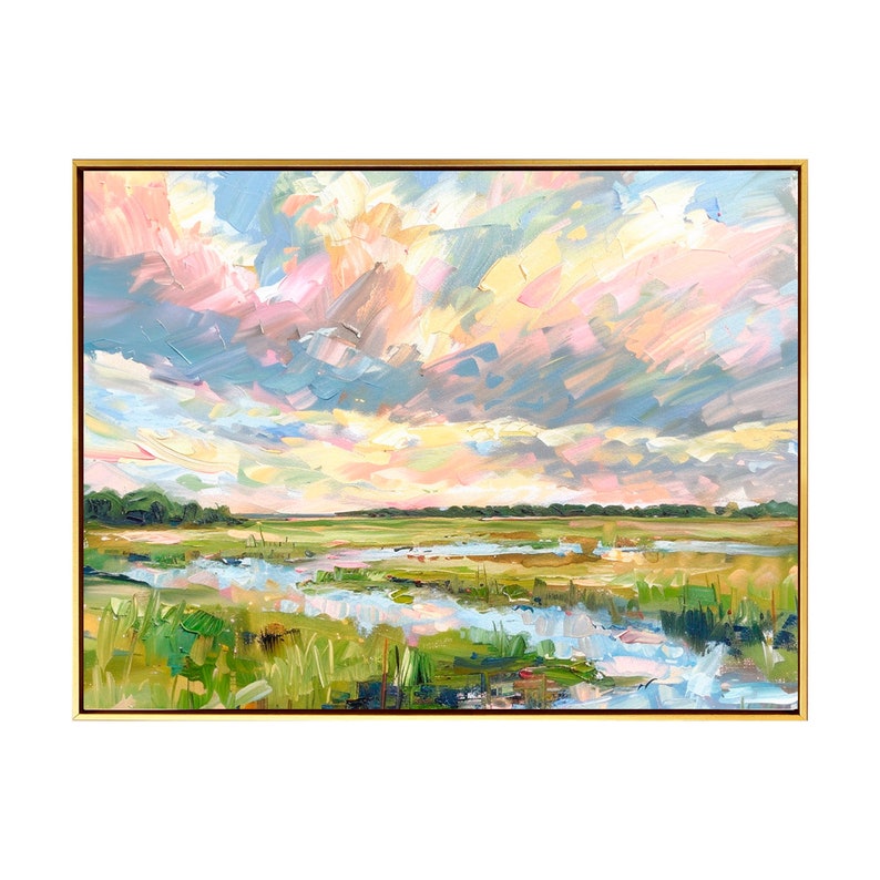 Lowcountry Marsh Giclee Print: Abstract Landscape Oil Painting of Sky ...